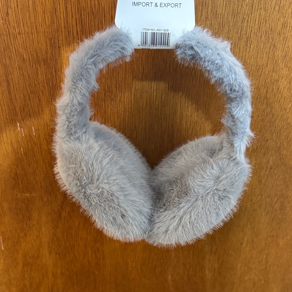 Plush Gray Faux Fur Earmuffs
